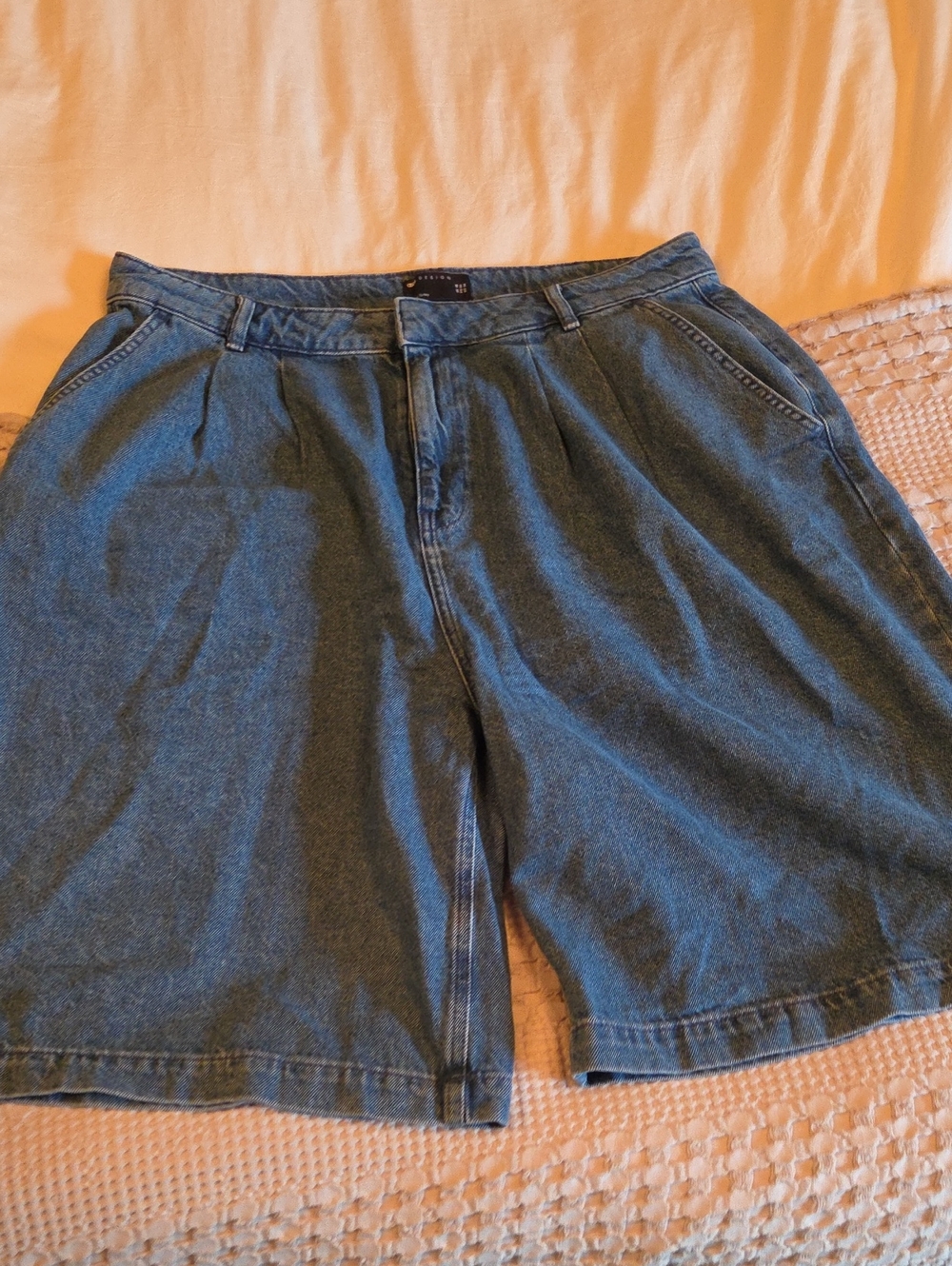 Asos Blue Denim Shorts Classic Relaxed Fit Size 14